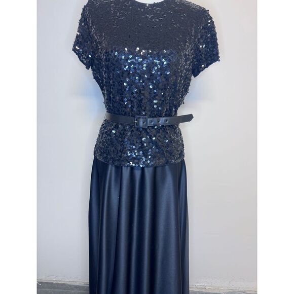 Lillie Rubin Black Long Sequins Dress Women's Size‎ 12 - Picture 1 of 6